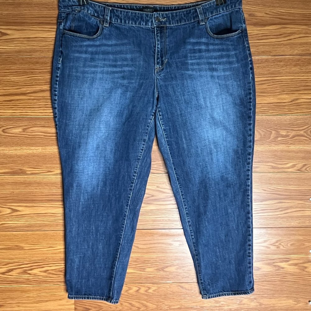 Talbots Flawless Five Pocket Woman Straight Leg Jeans Dark Wash 22W Plus Size